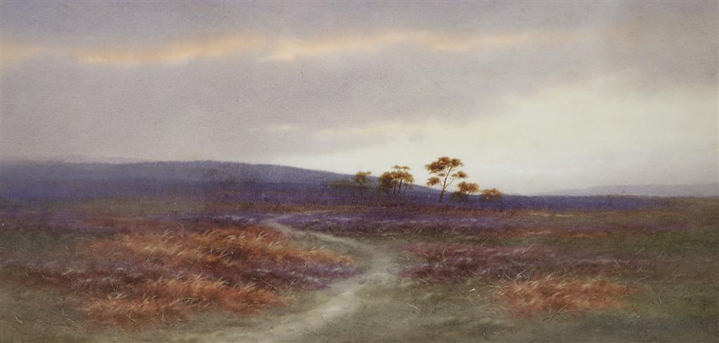 Charles Edward Brittan (1870-1949), watercolour, Moorland scene, 20 x 40cm